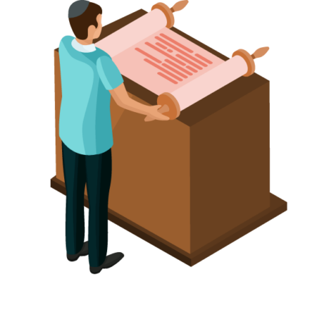 Bar Mitzva boy confidently reading the parsha from the torah